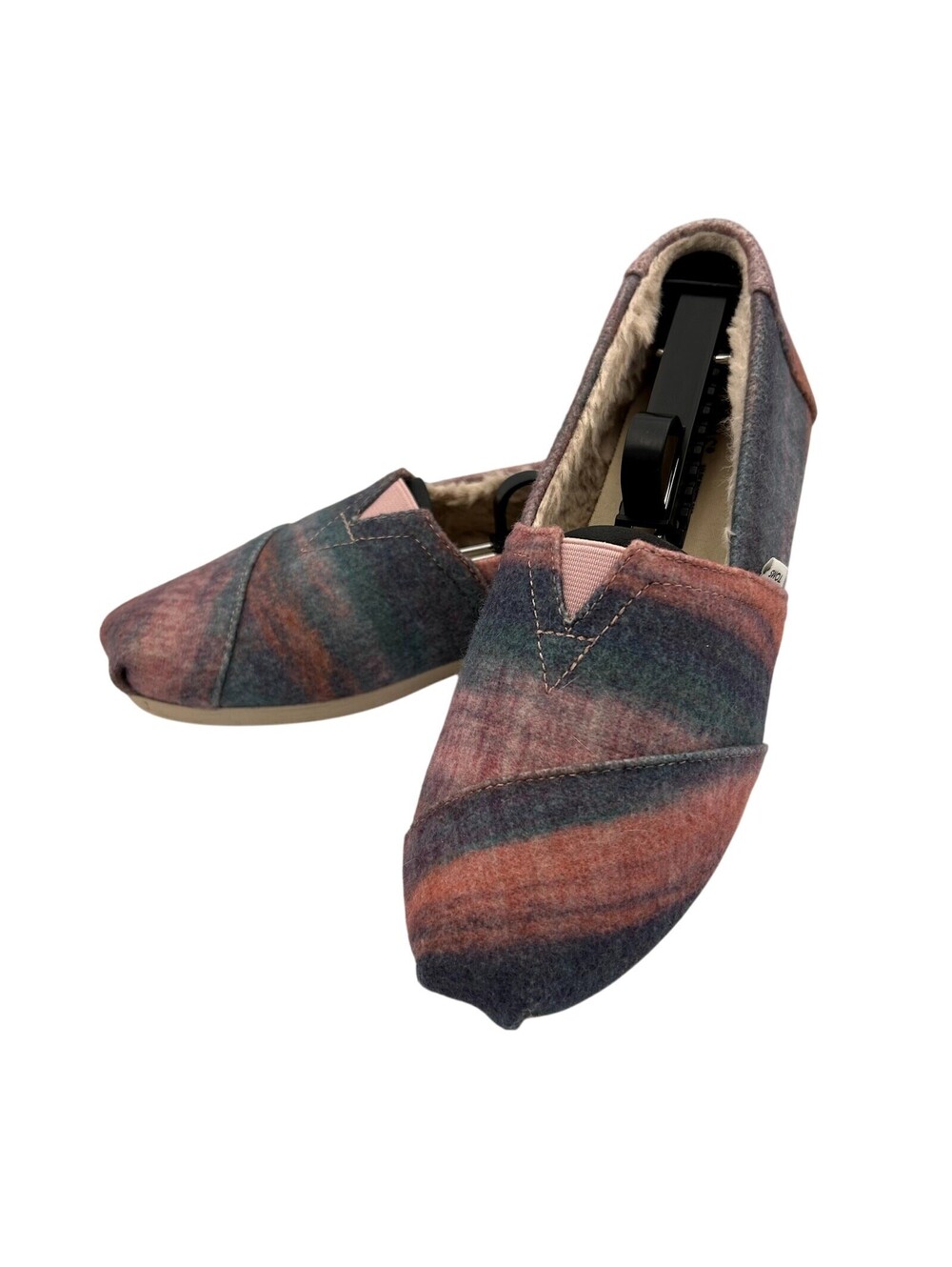 TOMS Alpargata Women's 7.5 Pink Ombre Stripes Cloudy Fur Lined Slip On Loafer